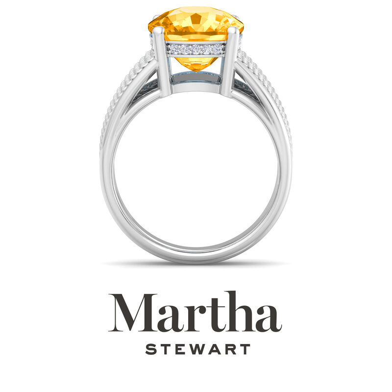 Martha Stewart 10 1/4ctw. Cushion Cut Citrine & Lab Grown Diamond Hidden Halo Ring In Sterling Silver image number null